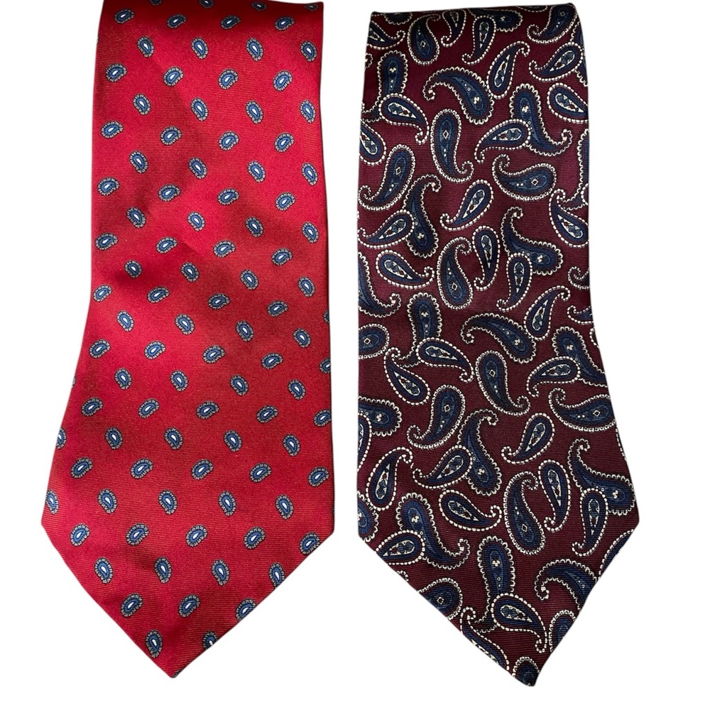 Henri Christian Elegant Red and Burgundy Paisley Ties